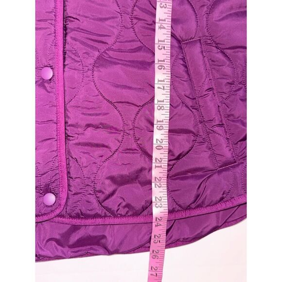 Lou & Grey Quilted Puffer Vest Luxe Purple Pocket Snaps Funnel Collar Size XXL - Picture 12 of 12